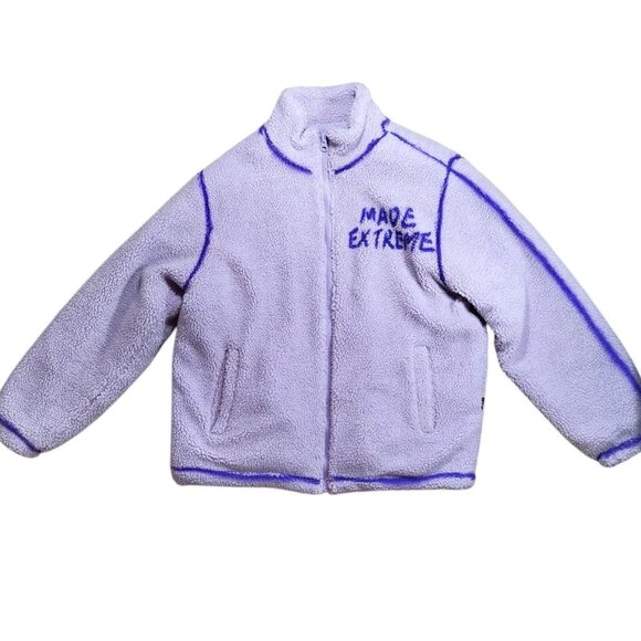 Made Extreme Faux Sherpa Oversized Teddy Bear Print Japanese Streetwear Coat XL - Picture 2 of 8